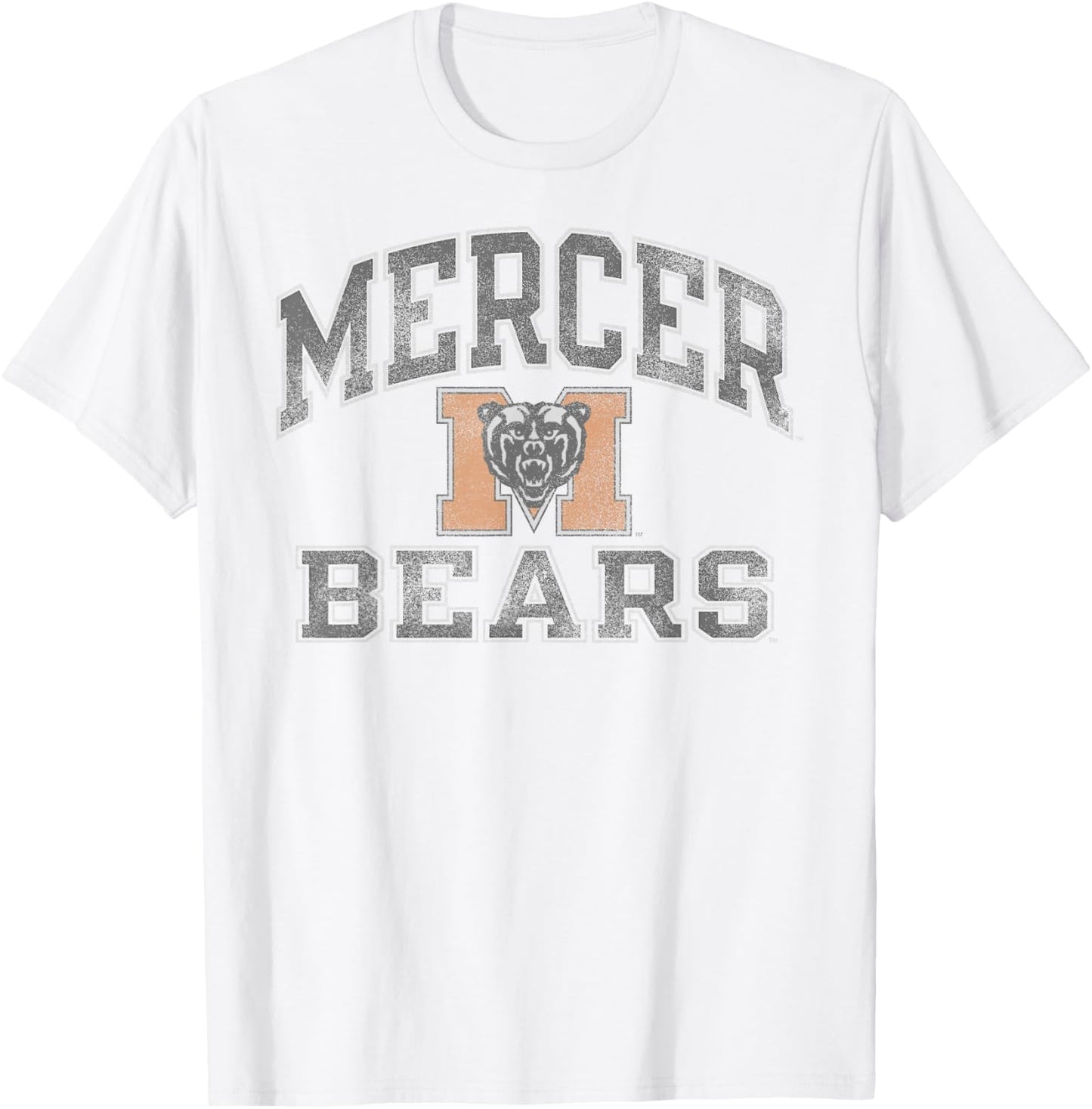 Mercer Bears Vintage Worn Gray Officially Licensed T-Shirt - T-Shirt | White