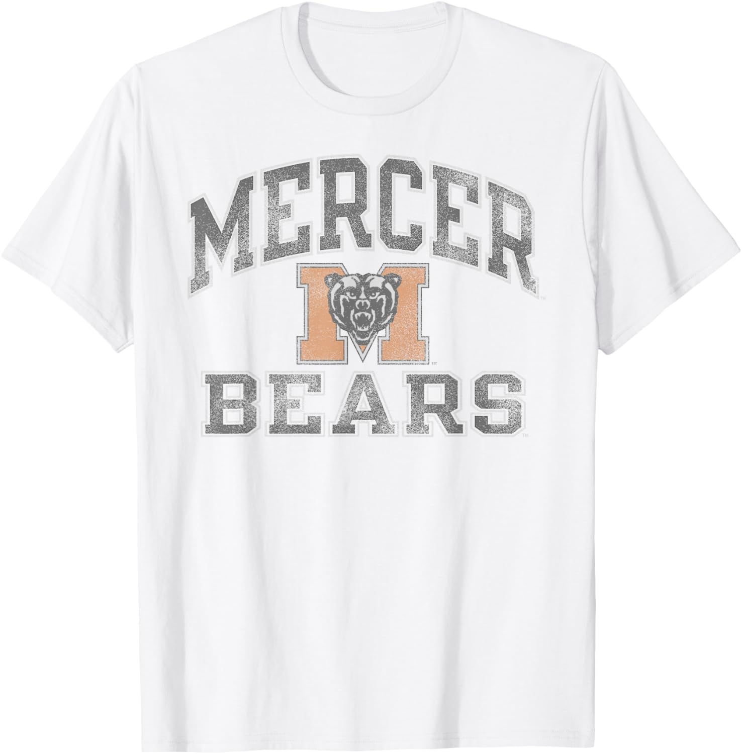 Mercer Bears Vintage Worn Gray Officially Licensed T-Shirt - T-Shirt | White
