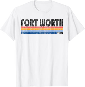Vintage 1980s Style Fort Worth TX T-Shirt - T-Shirt | White