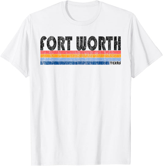 Vintage 1980s Style Fort Worth TX T-Shirt - T-Shirt | White