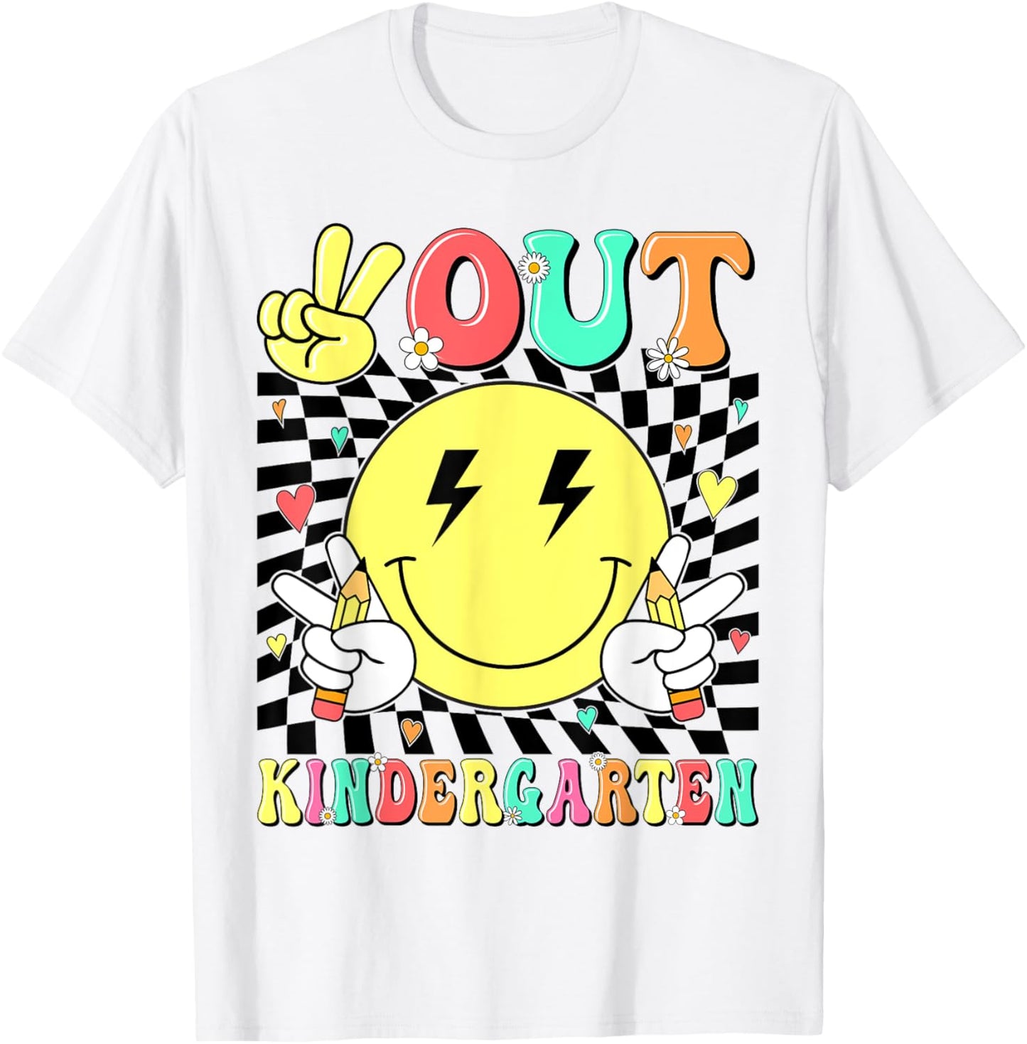 Peace Out Kindergarten Graduation Last Day of Kindergarten T-Shirt - T-Shirt | White