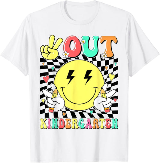Peace Out Kindergarten Graduation Last Day of Kindergarten T-Shirt - T-Shirt | White