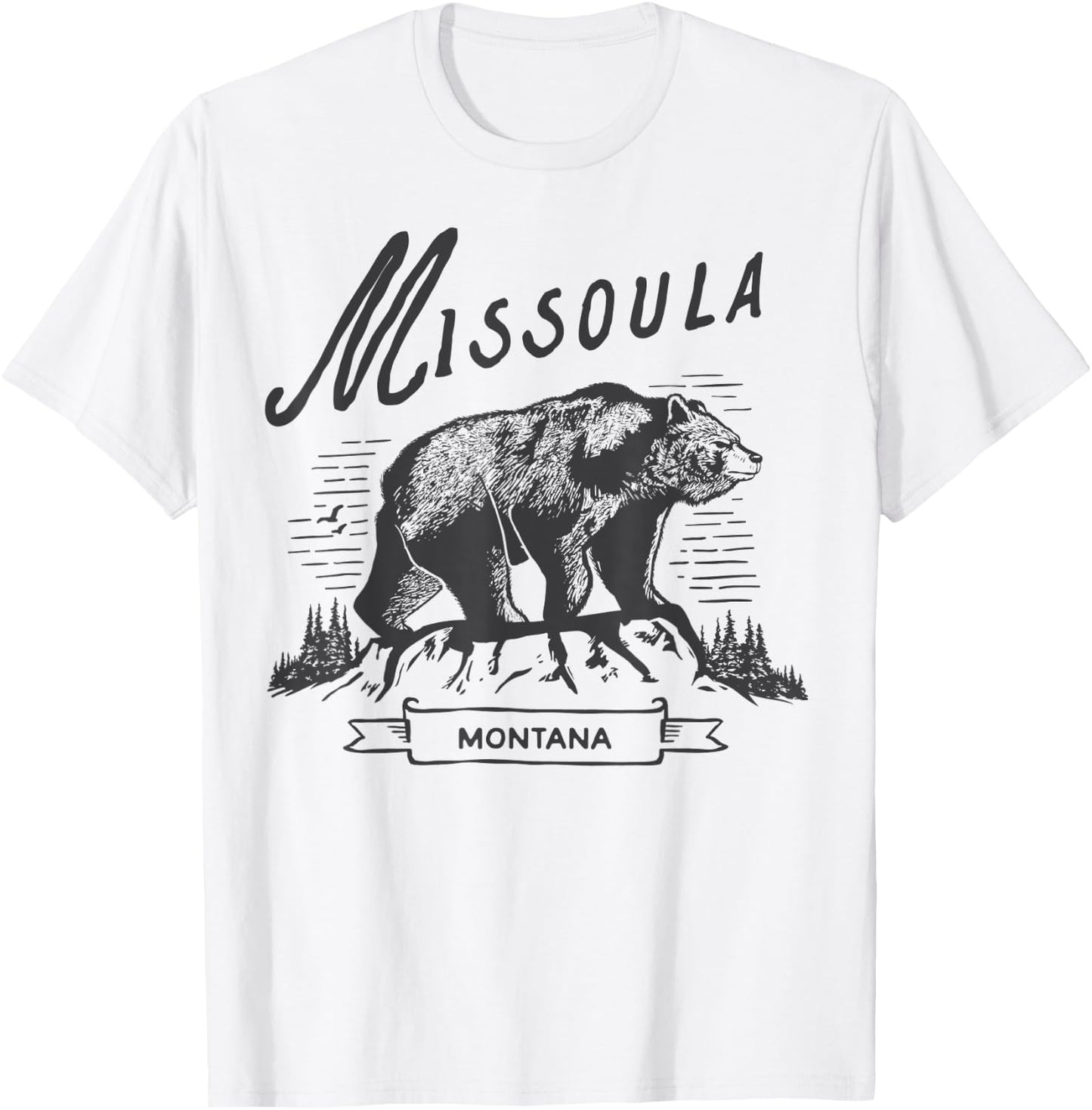 Vintage Montana State Grizzly Bear Retro Missoula Montana T-Shirt - T-Shirt | White