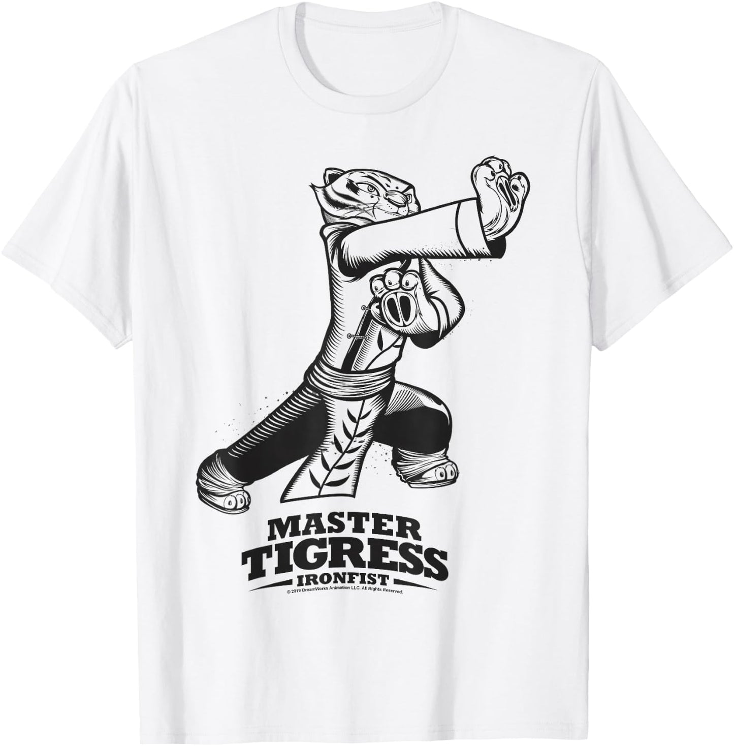 Kung Fu Panda Master Tigress Iron Fist Sketch Portrait T-Shirt - T-Shirt | White