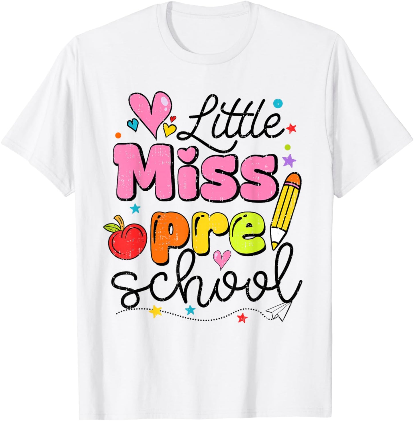 Little Miss Preschool Back to School Cute Preschool Girls T-Shirt - T-Shirt | White