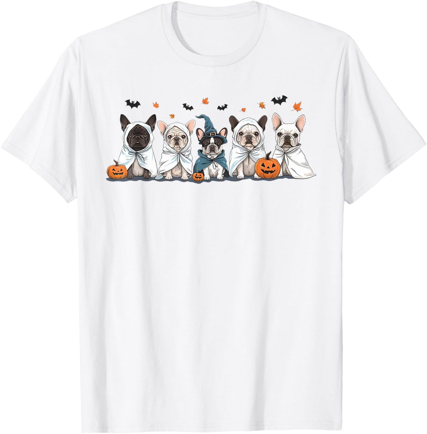 Funny Frenchie Halloween Costume Cute French Bulldog Ghost T-Shirt - T-Shirt | White