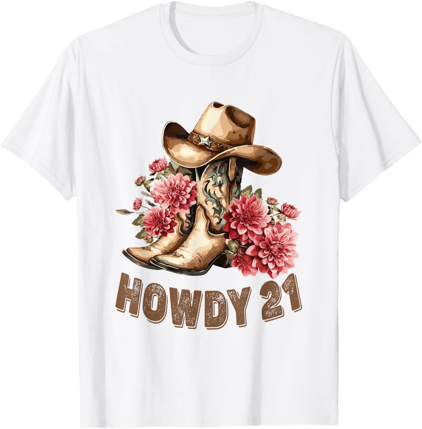 Howdy 21 Year Old Girl Western Country Cowgirl 21st Birthday T-Shirt - T-Shirt | White
