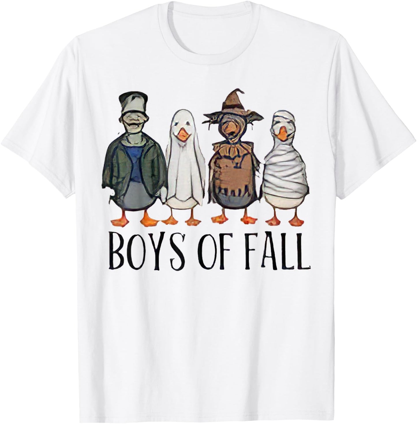 Funny Boys Of Fall Halloween Duck Cosplay Horror Character T-Shirt - T-Shirt | White