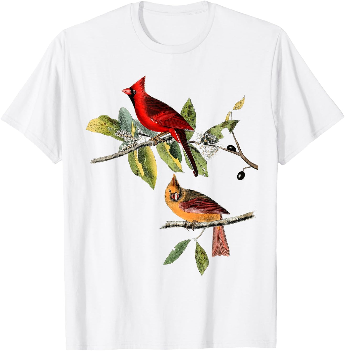 Red Cardinal Bird Male Female T-Shirt - T-Shirt | White