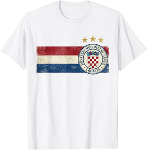 Croatia Hrvatska Flag Zagreb Croatian Jersey Retro T-Shirt - T-Shirt | White