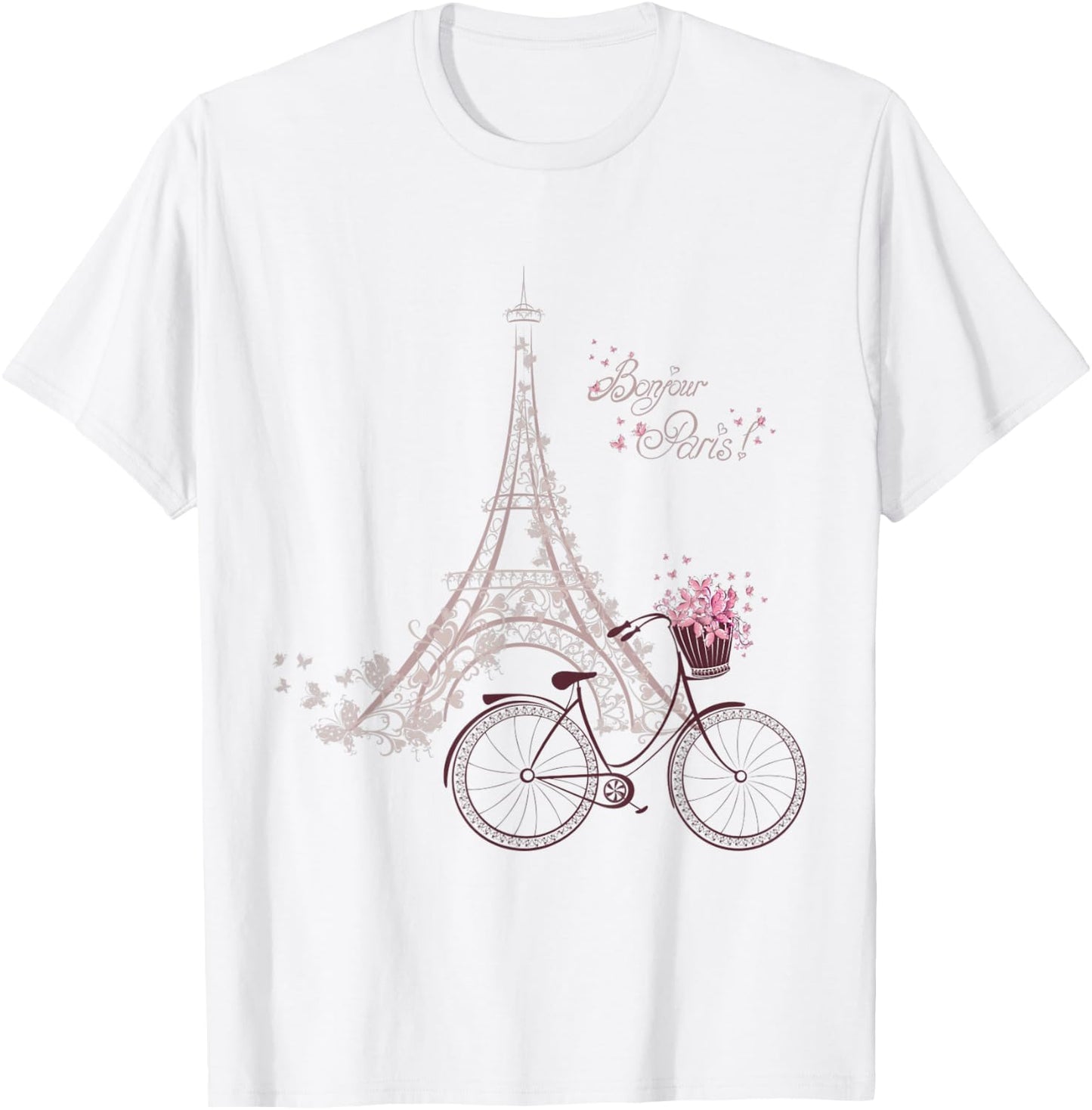 Bonjour Paris! Eiffel Tower Bicycle French Spring T-Shirt - T-Shirt | White