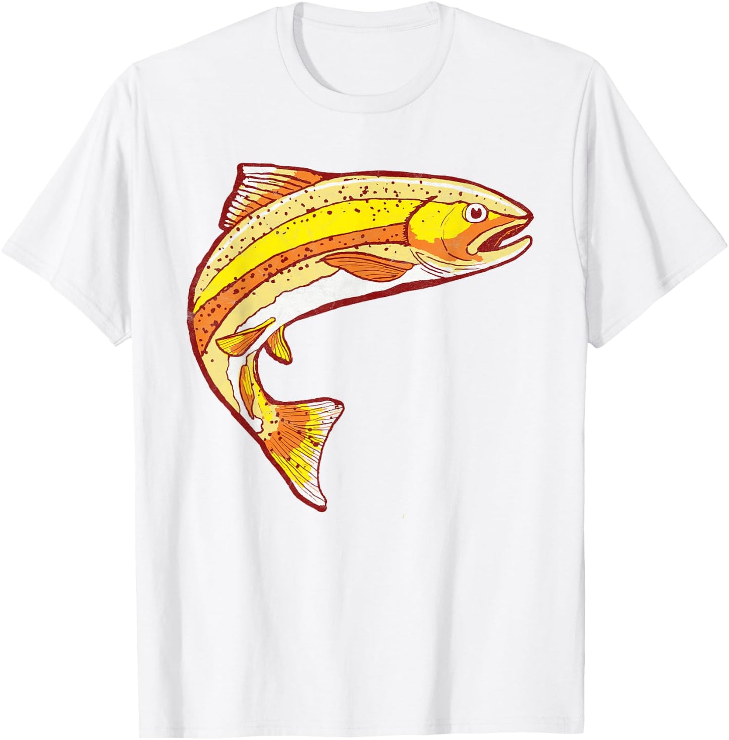 Mountain Life Outdoor Junkie Vintage Golden Trout Fishing Retro Fish Graphic T-Shirt - T-Shirt | White