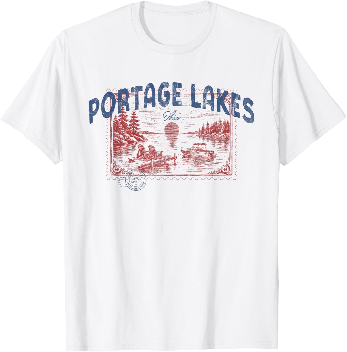 Portage Lakes Ohio Outdoors Vintage T-Shirt - T-Shirt | White