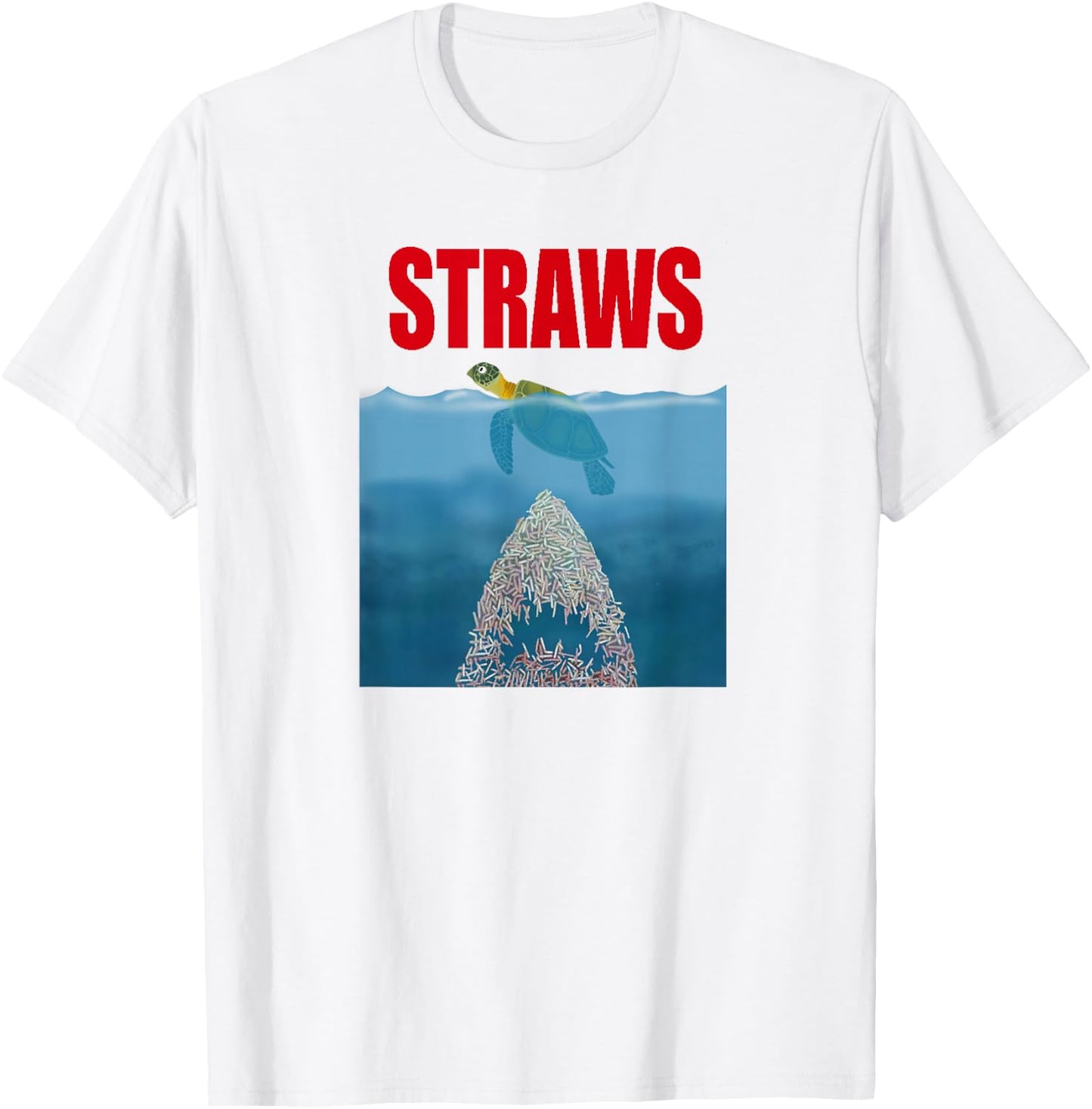Ban Plastics Straws Save Sea Turtles Save Earth Day T-Shirt - T-Shirt | White