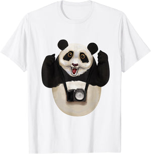 Panda Bear Photographer Photography Day - Camera T-Shirt - T-Shirt | White