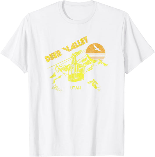 Deer Valley Utah Retro Skiing T-Shirt - T-Shirt | White