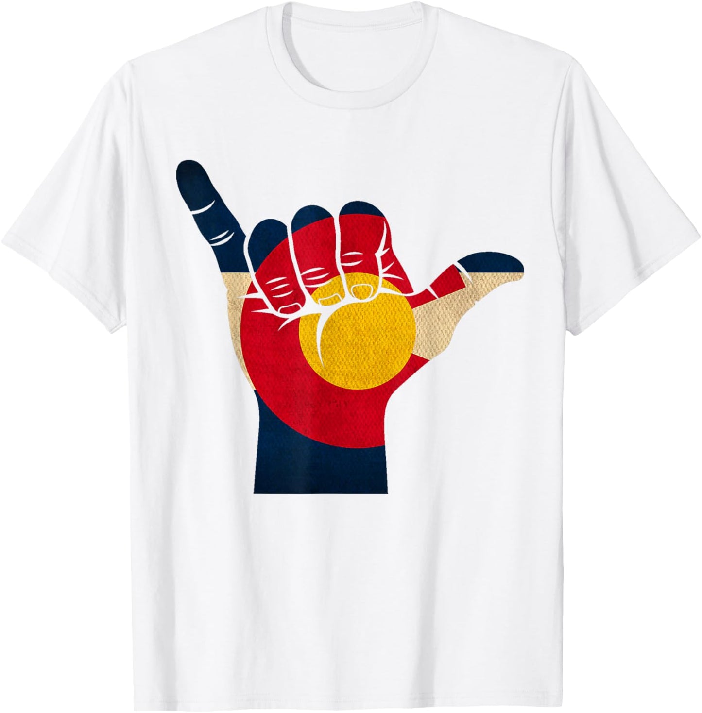 Colorado Rocky Mountain Shirt | Shaka Sign Flag of Colorado T-Shirt - T-Shirt | White