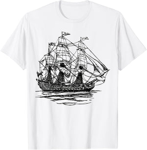 Sheldon Nerdy Vintage Retro Boat Pirate Ship Geek Gift T-Shirt - T-Shirt | White