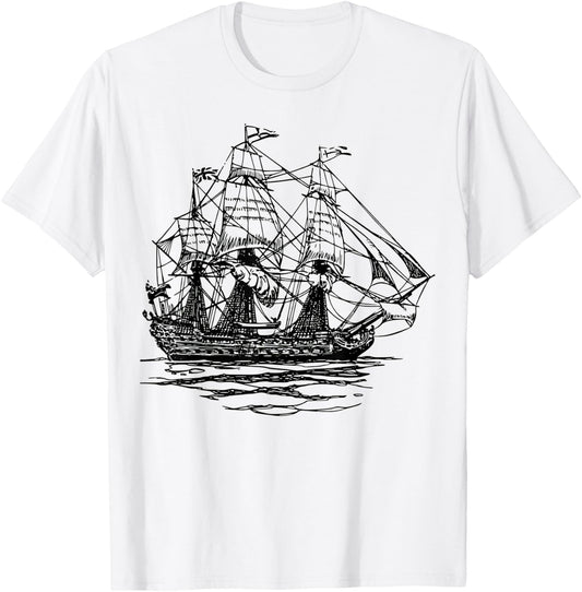 Sheldon Nerdy Vintage Retro Boat Pirate Ship Geek Gift T-Shirt - T-Shirt | White