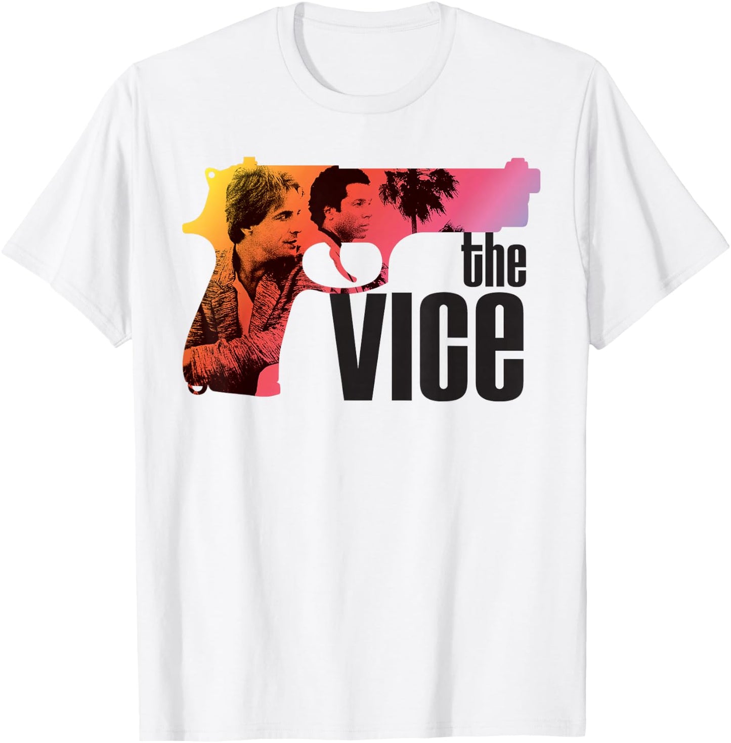 Miami Vice 'The Vice' Neon Gun T-Shirt - T-Shirt | White