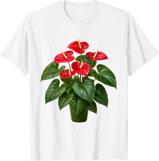 Anthurium Flower Plant Botanical T-Shirt - T-Shirt | White