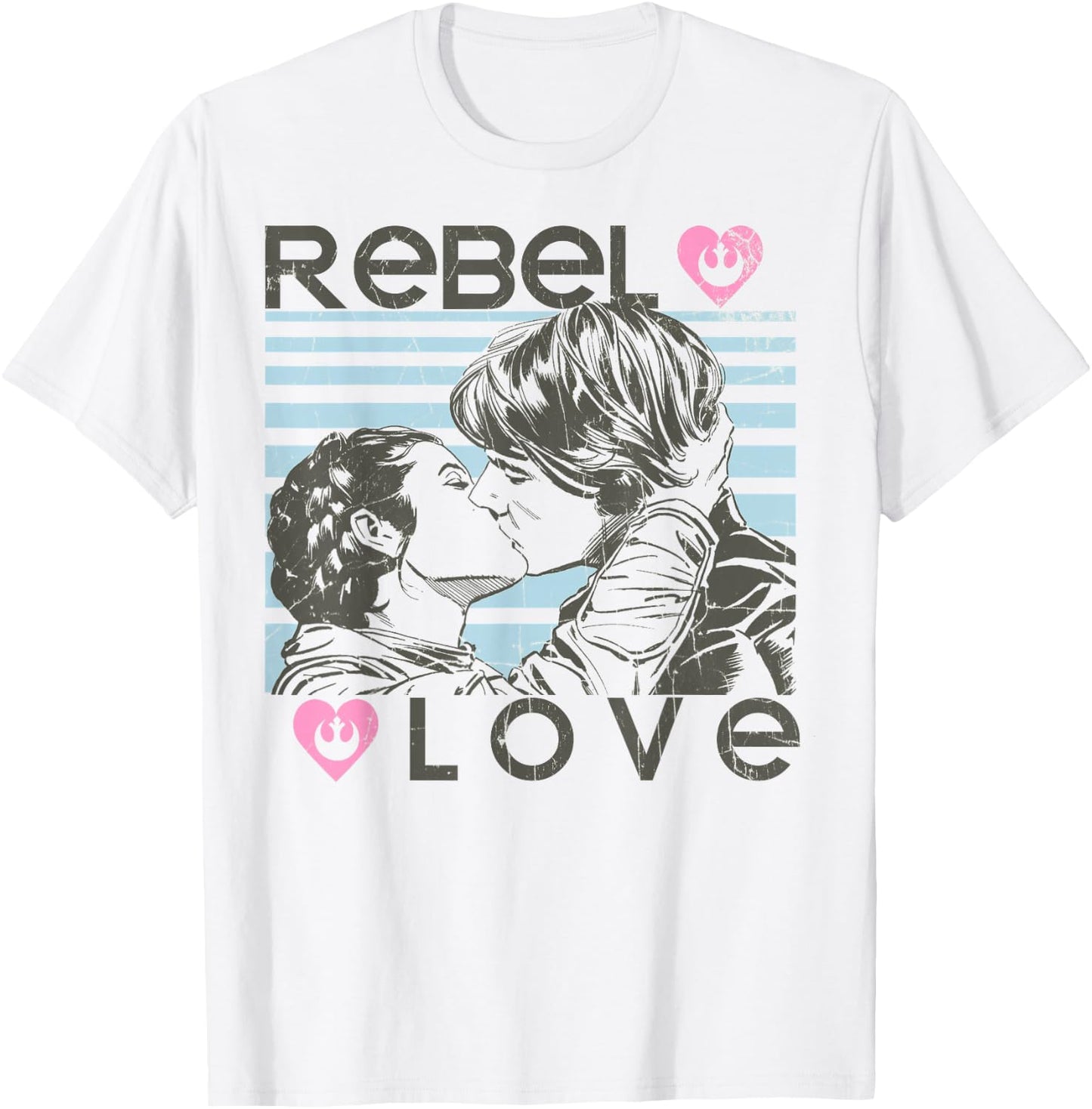 Star Wars Han Leia Rebel Love Kiss Graphic T-Shirt - T-Shirt | White