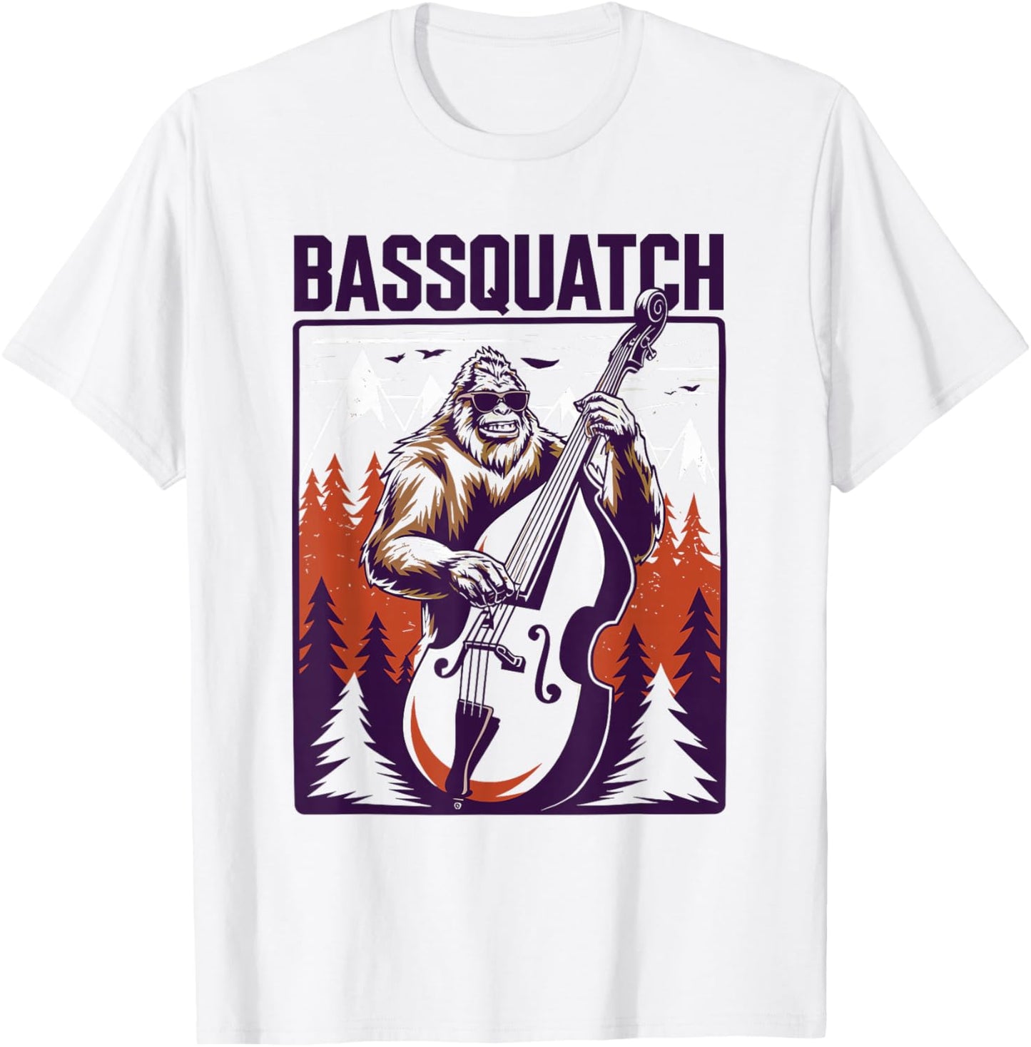 C.J.'s Sasquatch Bigfoot Double Bass Fiddle Gifts Bassquatch Bigfoot Double Bass Fiddle Upright Bass Sasquatch - Men's Yellow Small Classic Fit Short Sleeve Graphic T-Shirt - T-Shirt | White