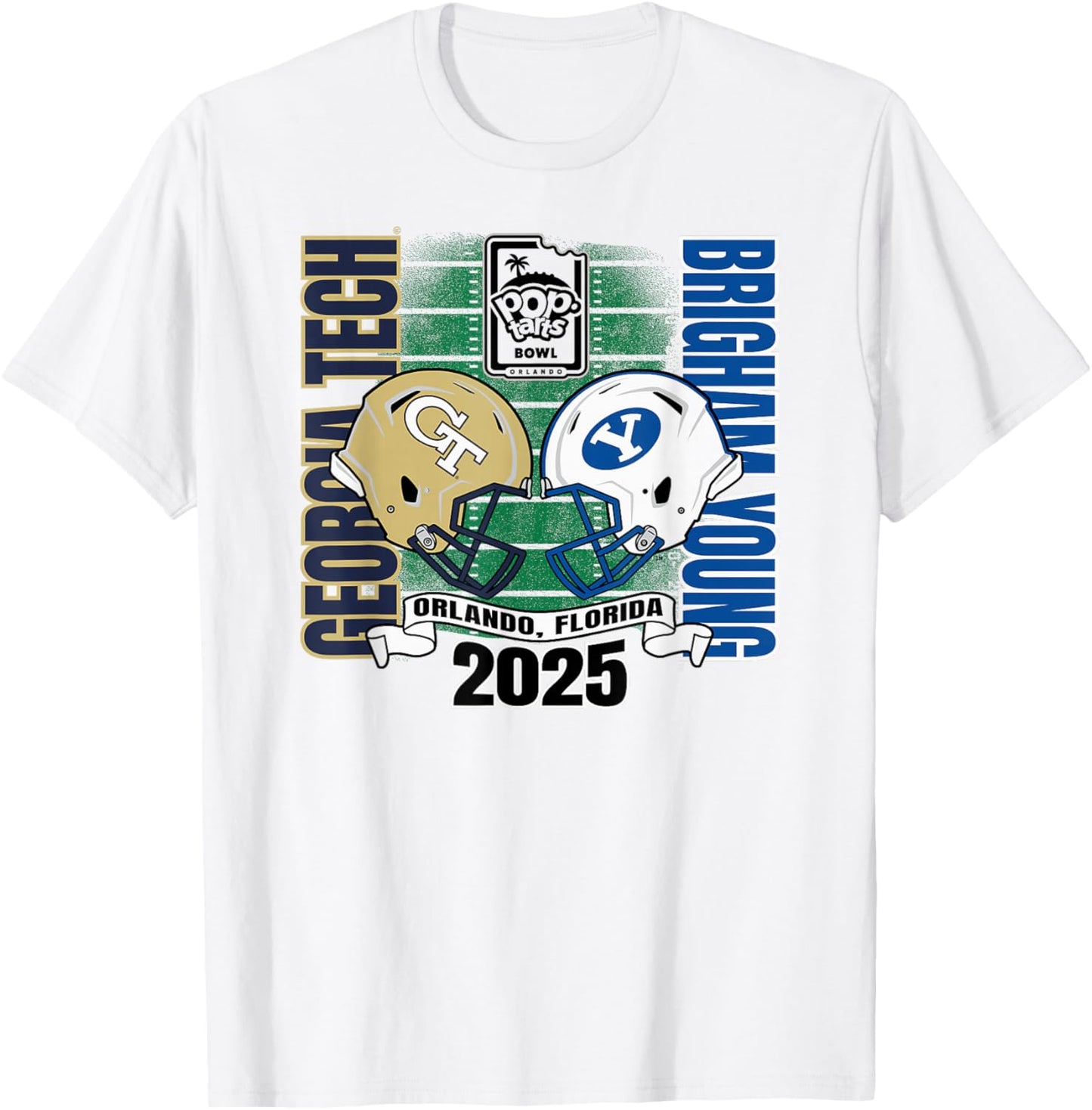 Georgia Tech Yellow Jackets vs BYU Cougars Pop-Tarts Bowl 25 T-Shirt - T-Shirt | White