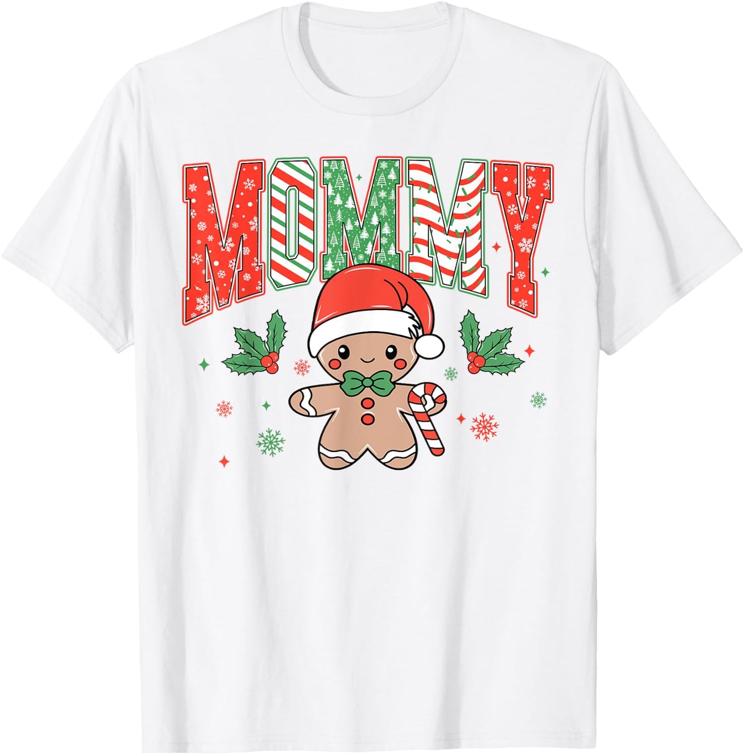 Gingerbread Mommy Christmas Cookies Pajama Family Matching T-Shirt - T-Shirt | White