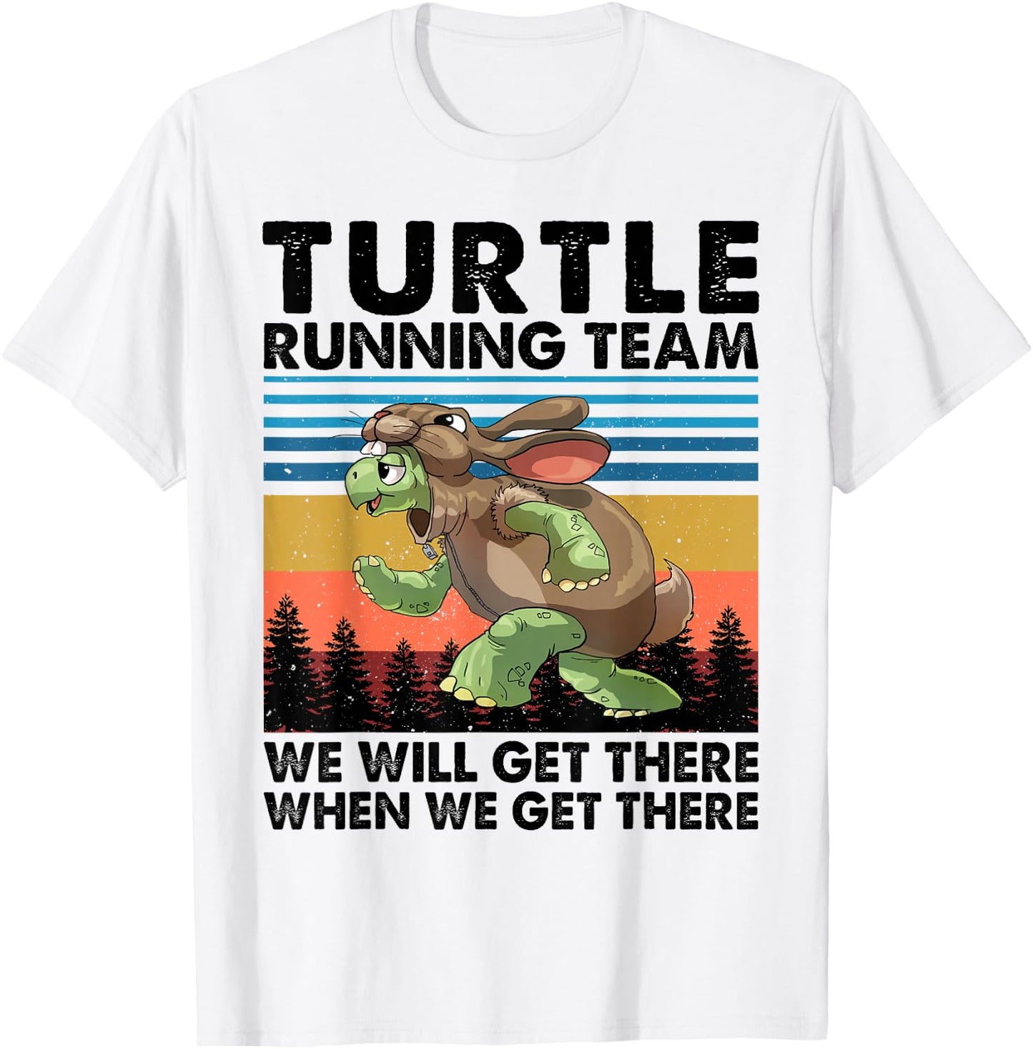 Turtle and Rabbit Running Team Running Marathon Day T-Shirt - T-Shirt | White