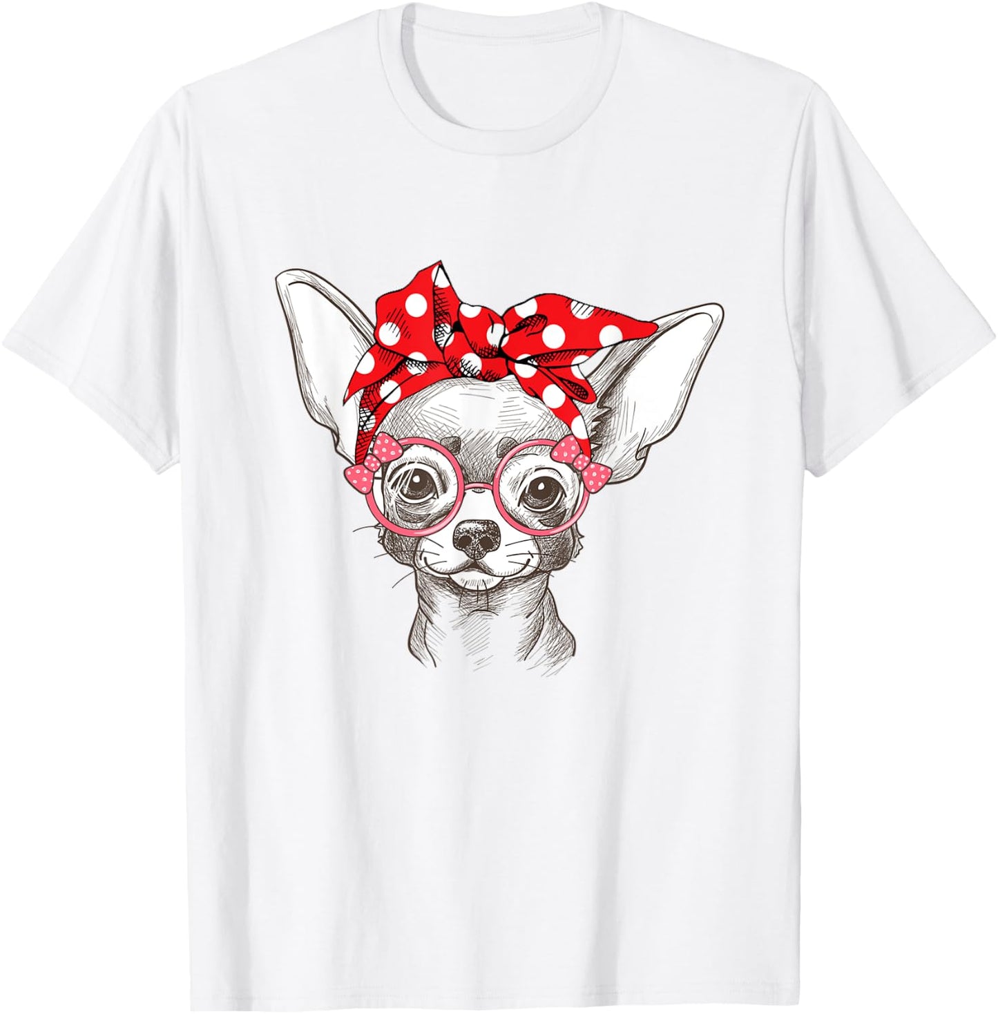 Funny Cute Chihuahua Mom Wears Bandana T-Shirt - T-Shirt | White
