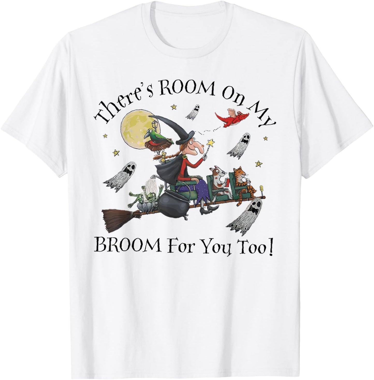 Halloween There's Room On My Broom For You Too Teacher T-Shirt - T-Shirt | White