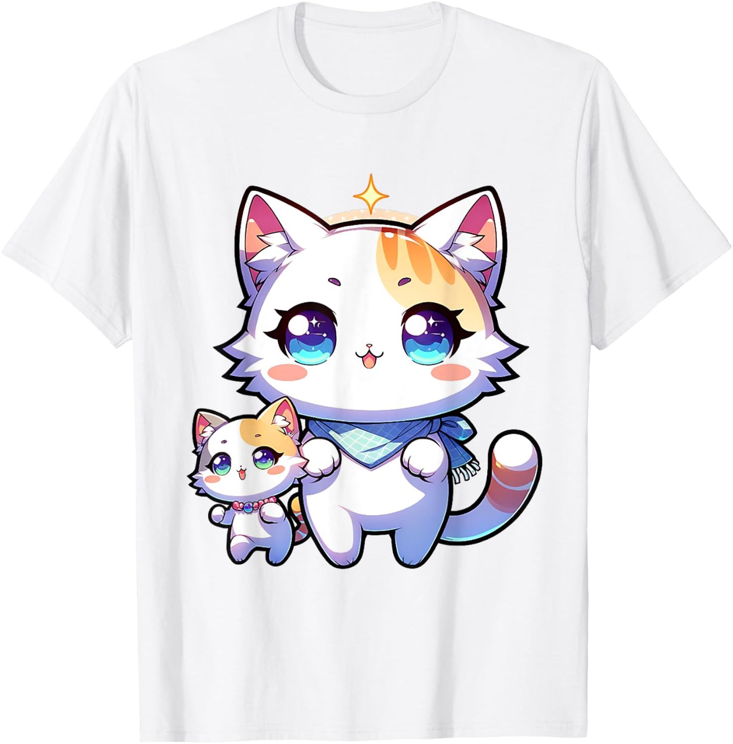 Kawaii Cat Mom Baby Anime T-Shirt - T-Shirt | White