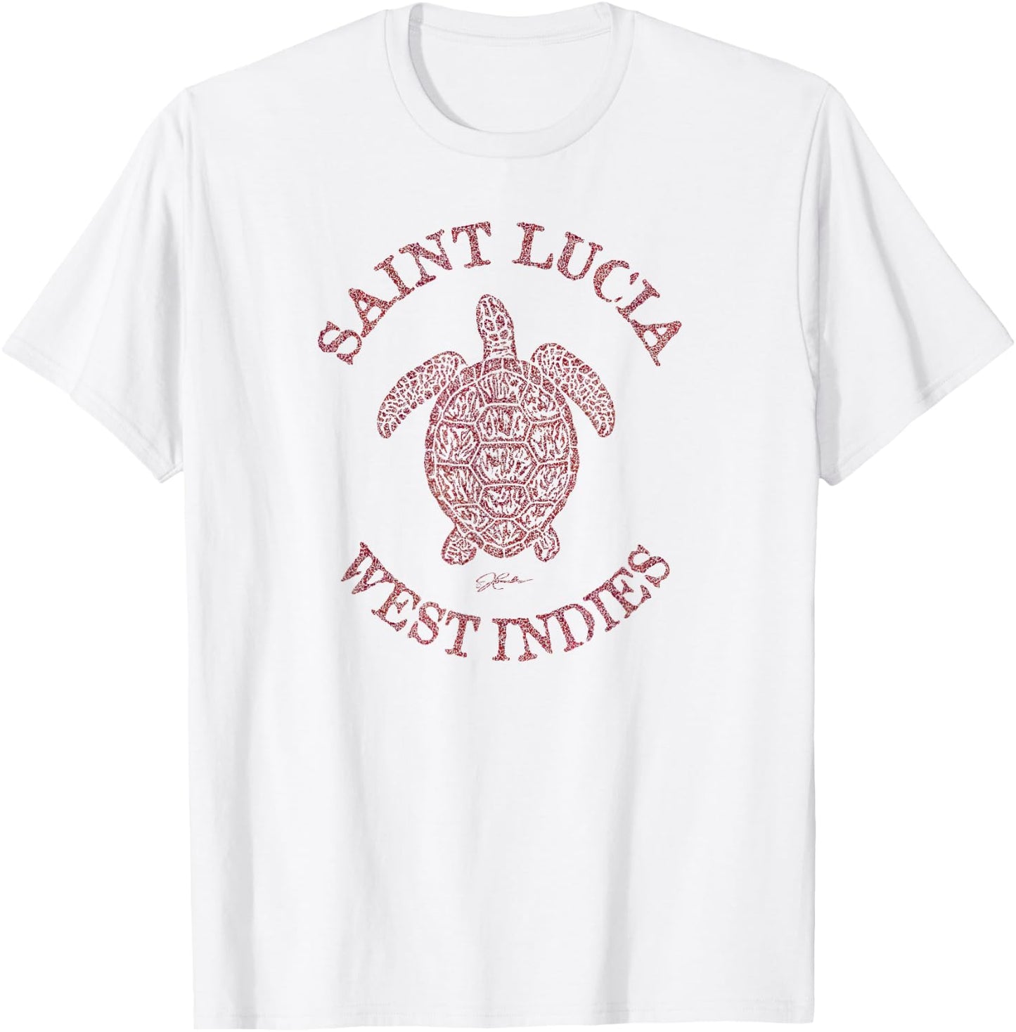 JCombs: Saint Lucia, West Indies Sea Turtle (Distressed) T-Shirt - T-Shirt | White