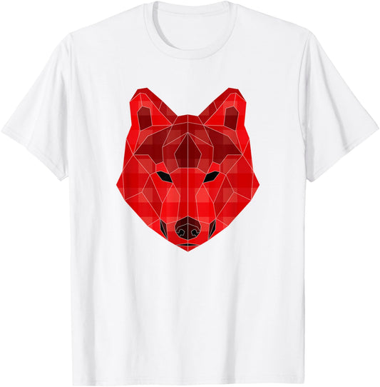 Red Plaid Wolf Cute Matching Family Christmas Gift T-Shirt - T-Shirt | White