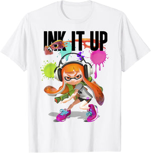 Splatoon Ink It Up Squid Inkling Splatter Poster T-Shirt - T-Shirt | White