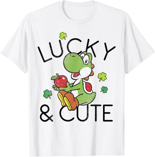 Nintendo Super Mario Yoshi Lucky & Cute Graphic T-Shirt - T-Shirt | White