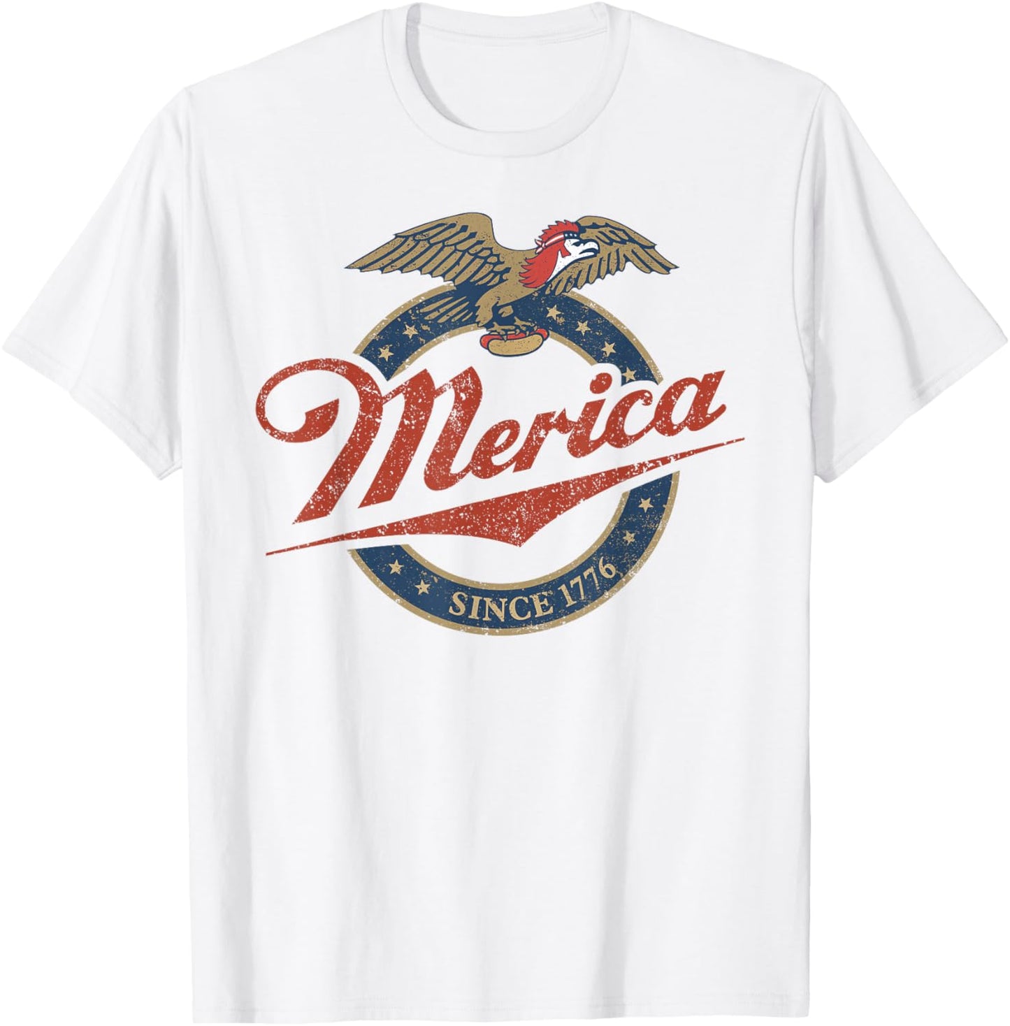 Merica Eagle Mullet Hot Dog Vintage T-Shirt - T-Shirt | White