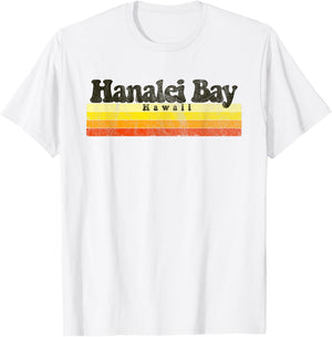 Vintage Retro 70s 80s Hanalei Bay, Hawaii T-Shirt - T-Shirt | White