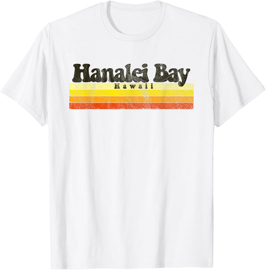 Vintage Retro 70s 80s Hanalei Bay, Hawaii T-Shirt - T-Shirt | White