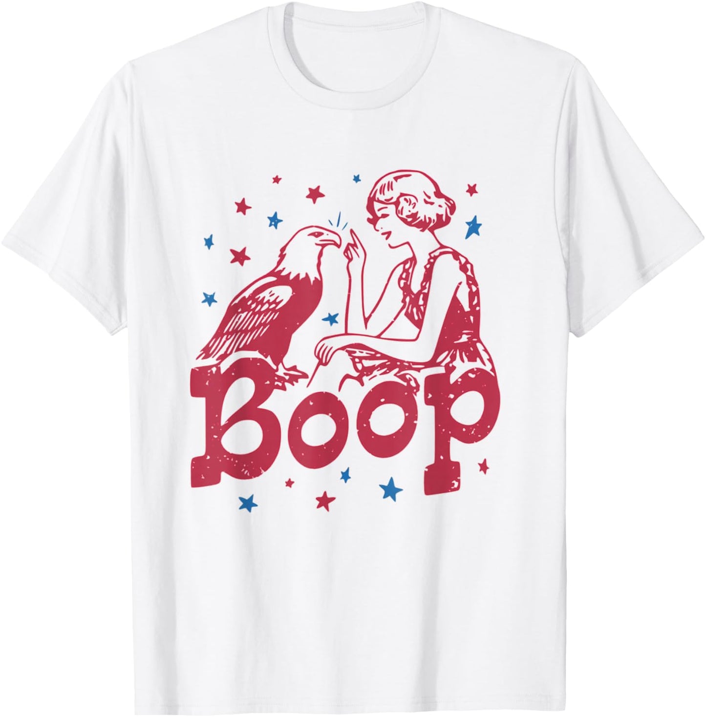 Retro Funny Eagle Boop Patriotic 4th July Retro America T-Shirt - T-Shirt | White