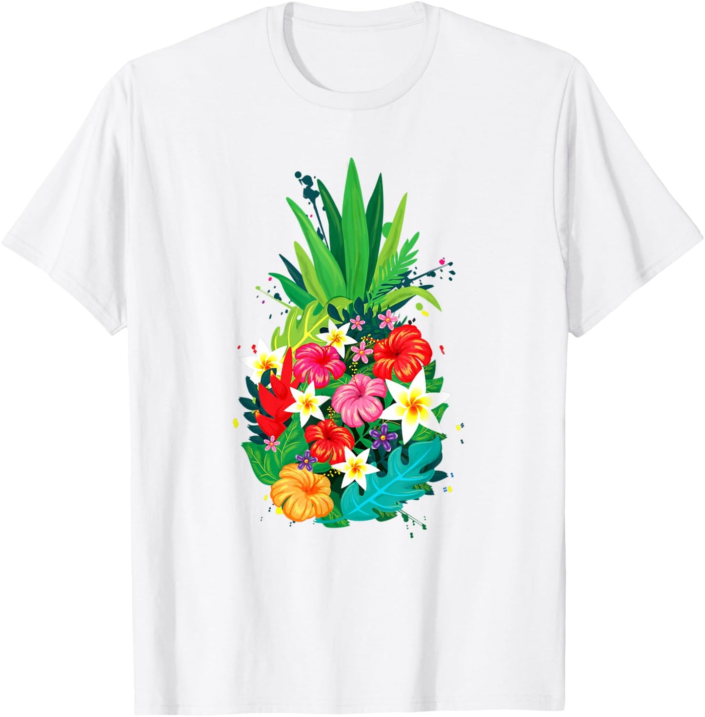 Tropical Flower Pineapple Summer Girl Hawaii T-Shirt - T-Shirt | White
