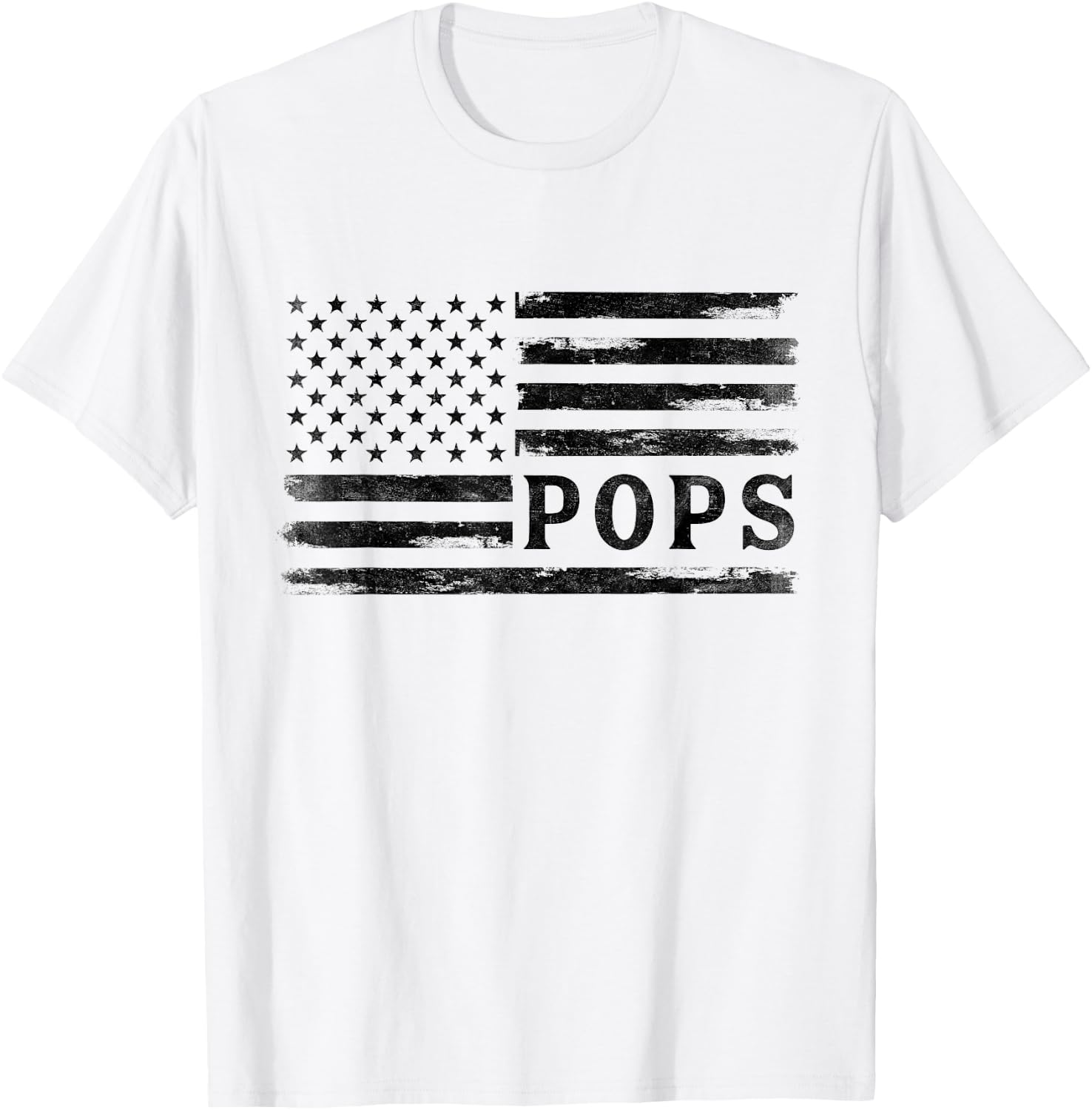 Pops Black Vintage USA Flag Father's Day Grandpa T-Shirt - T-Shirt | White