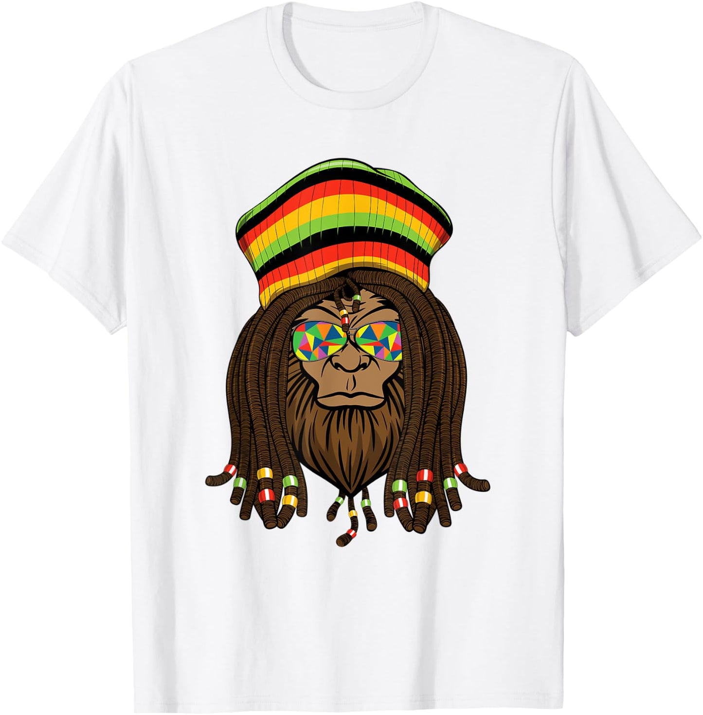 Sasquatch Reggae Dreads Bigfoot Dreadlocks Jamaica Rasta T-Shirt - T-Shirt | White
