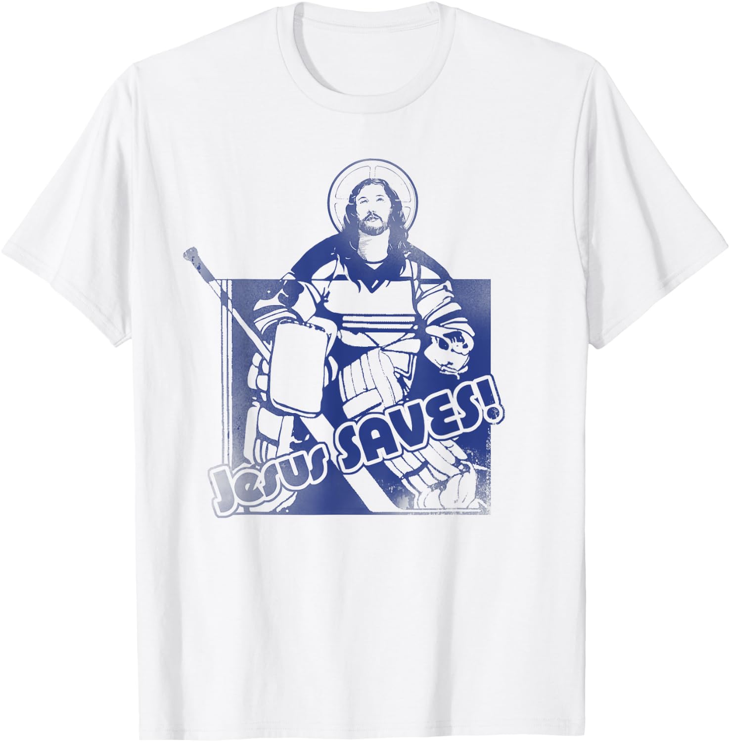 Jesus Saves Funny Hockey Adult T Shirt T-Shirt - T-Shirt | White