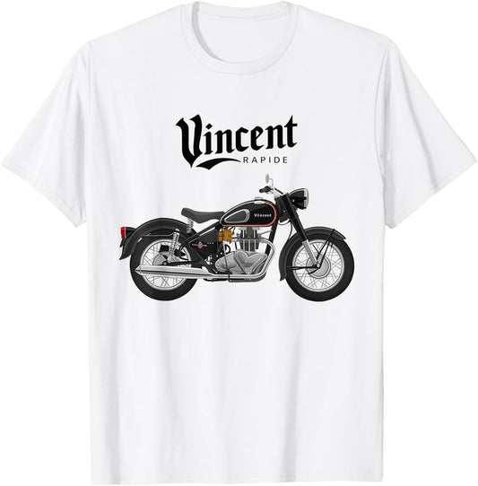 Vincent Rapide Vintage Motorcycle Graphic T T-Shirt - T-Shirt | White