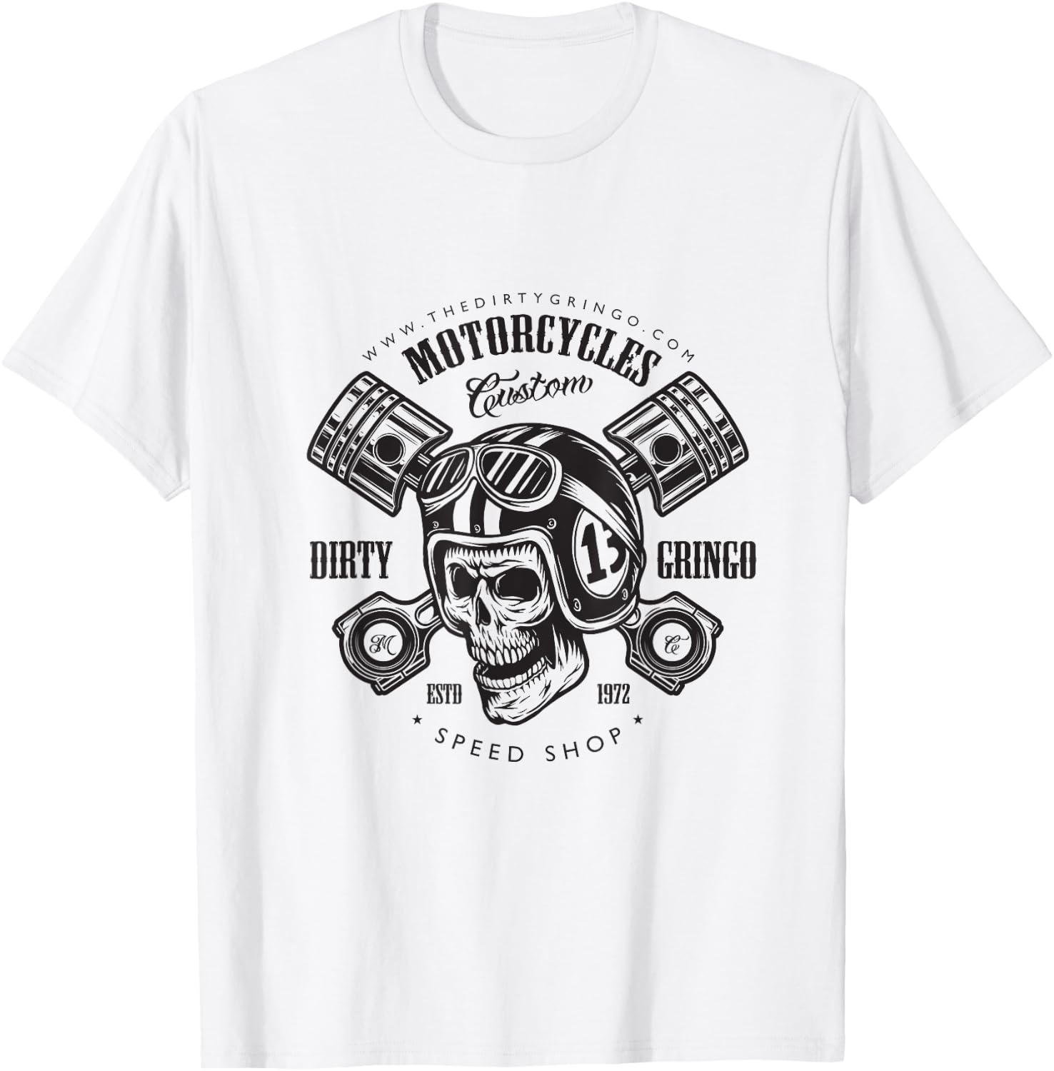 The Dirty Gringo Speed Shop Motorcycle Club T-Shirt - T-Shirt | White