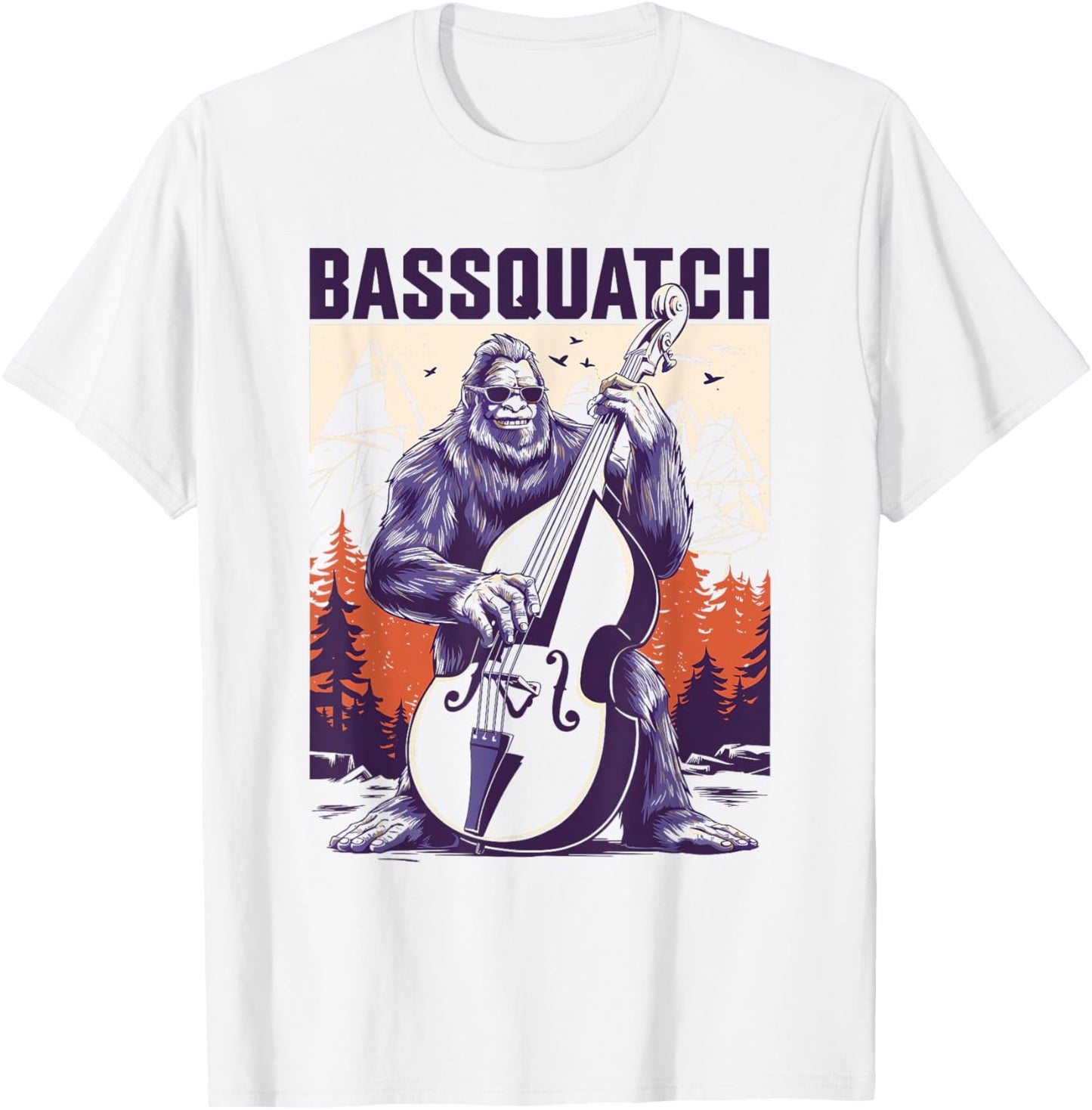 Bassquatch Bigfoot Double Bass Fiddle Upright Bass Sasquatch T-Shirt - T-Shirt | White