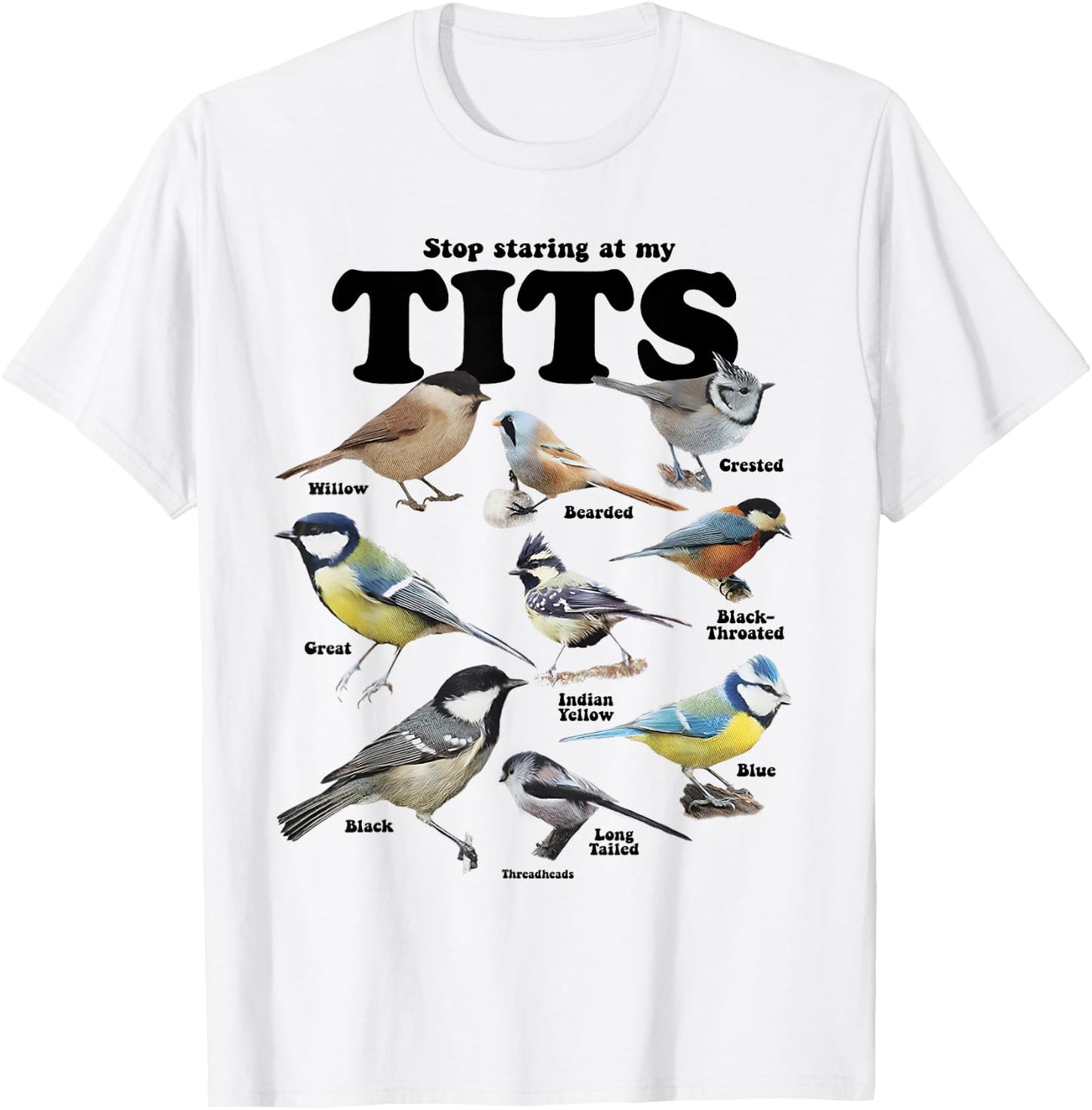 Stop Staring At My Tits Funny Birds Lover Saying Quote Women T-Shirt - T-Shirt | White