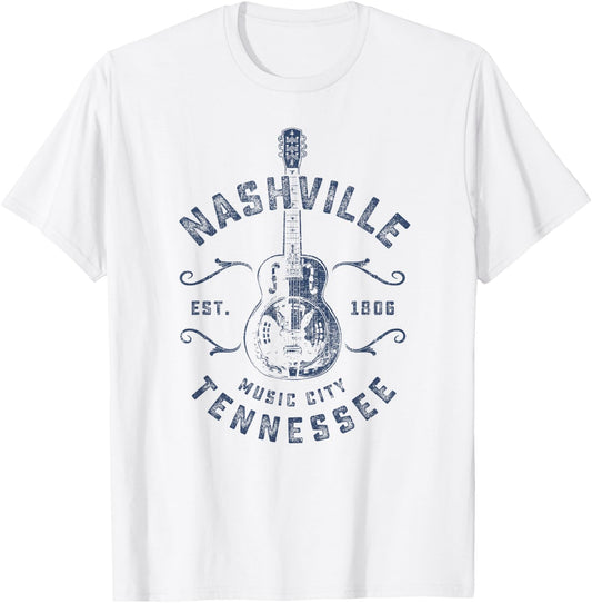 Nashville Music City USA Vintage T-Shirt - T-Shirt | White